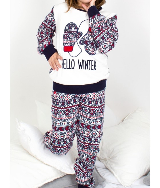 Pijama niña Admas Hello Winter crudo algodón puños slim fit