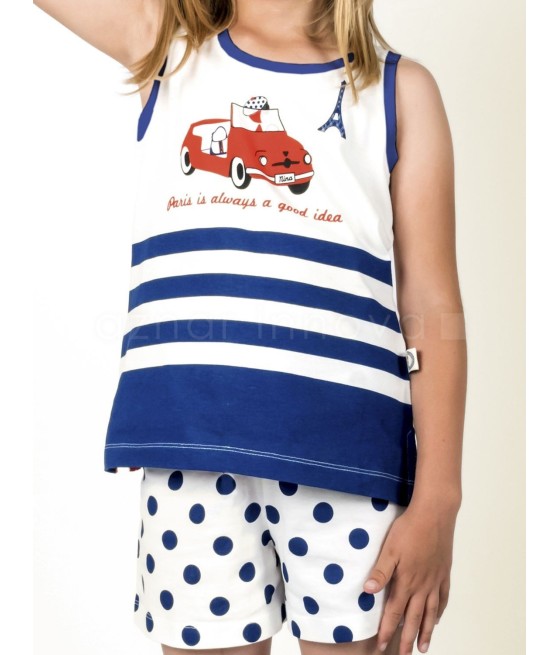 Pijama juvenil Nina París algodón marino bote regalo
