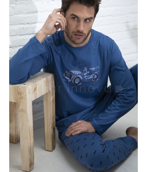 Pijama hombre ADMAS Anywhere azul algodón