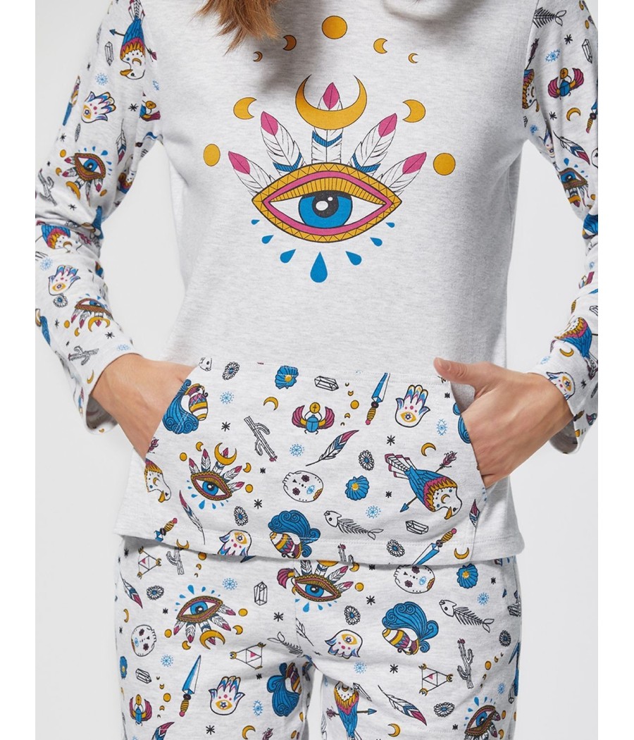 Pijama mujer MUYDEMI  esotérico gris algodón