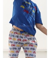 Pijama corto niño Admas Bikes algodón azul