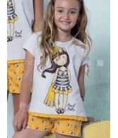 Pijama verano niña Santoro Beach Belle mostaza algodón