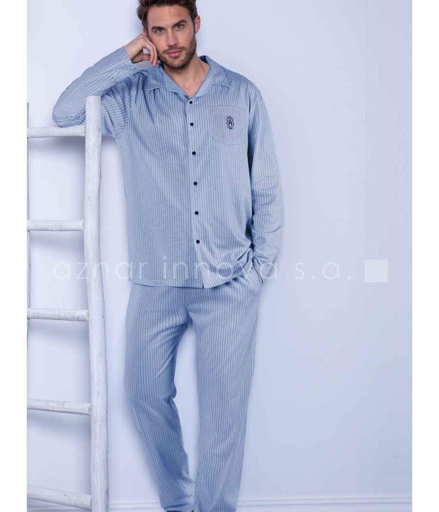 Pijama largo hombre Admas Fresh clásico abierto punto algodón