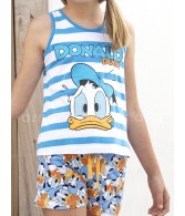 Pijama corto niña tirante Disney Donald Duck blanco algodón