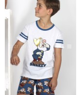 Pijama verano niño Disney Sneezy blanco algodón