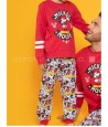 Pijama familiar invierno niño Disney Mickey puños rojo algodón