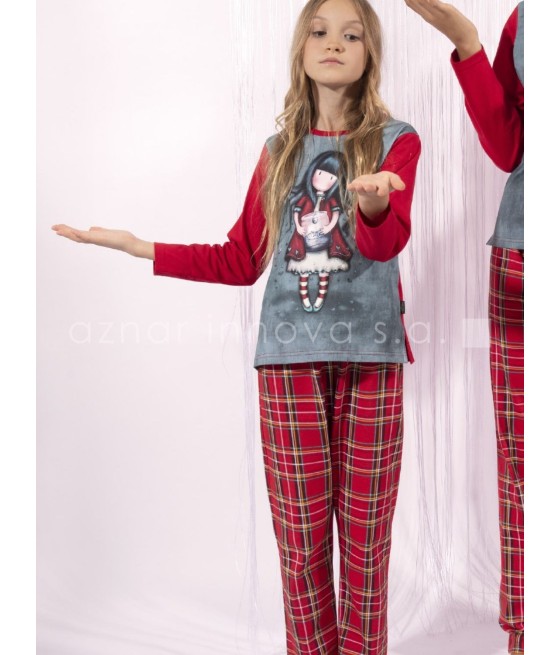 Pijama largo niña Santoro Gorjuss Tears rojo algodón
