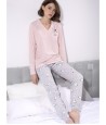 Pijama largo mujer Admas Pingüino rosa algodón interlock