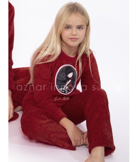 Pijama térmico niña Santoro Love Letters burdeos corel
