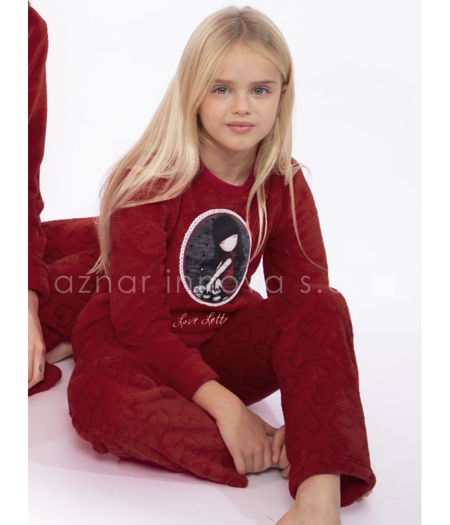 Pijama térmico niña Santoro Love Letters burdeos corel