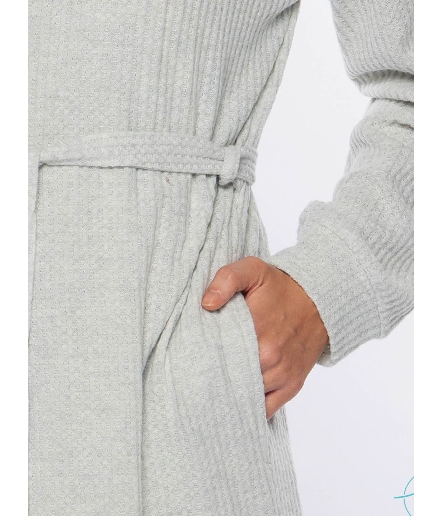 Bata punto mujer Muydemi gris claro cinturón