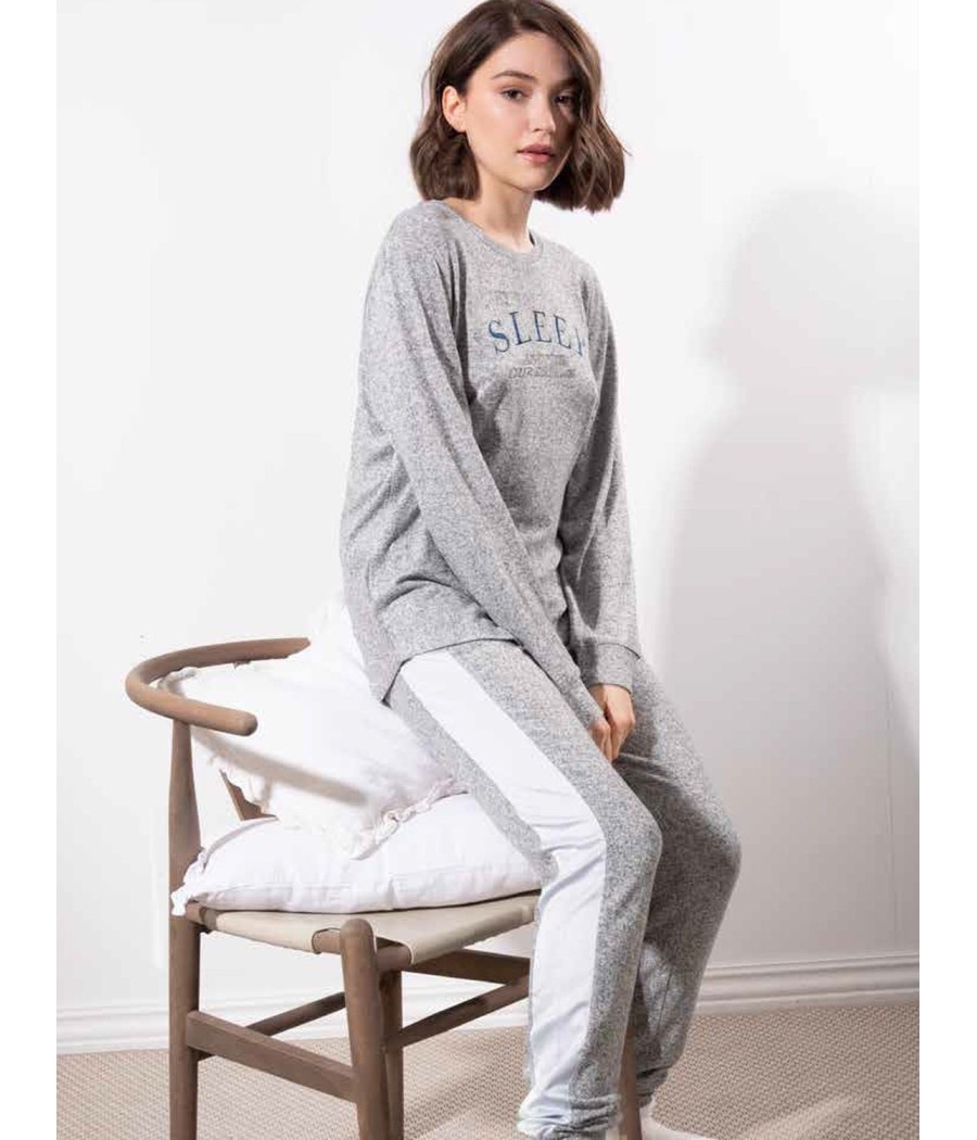 Pijama calentito mujer Admas Sleep azul puños