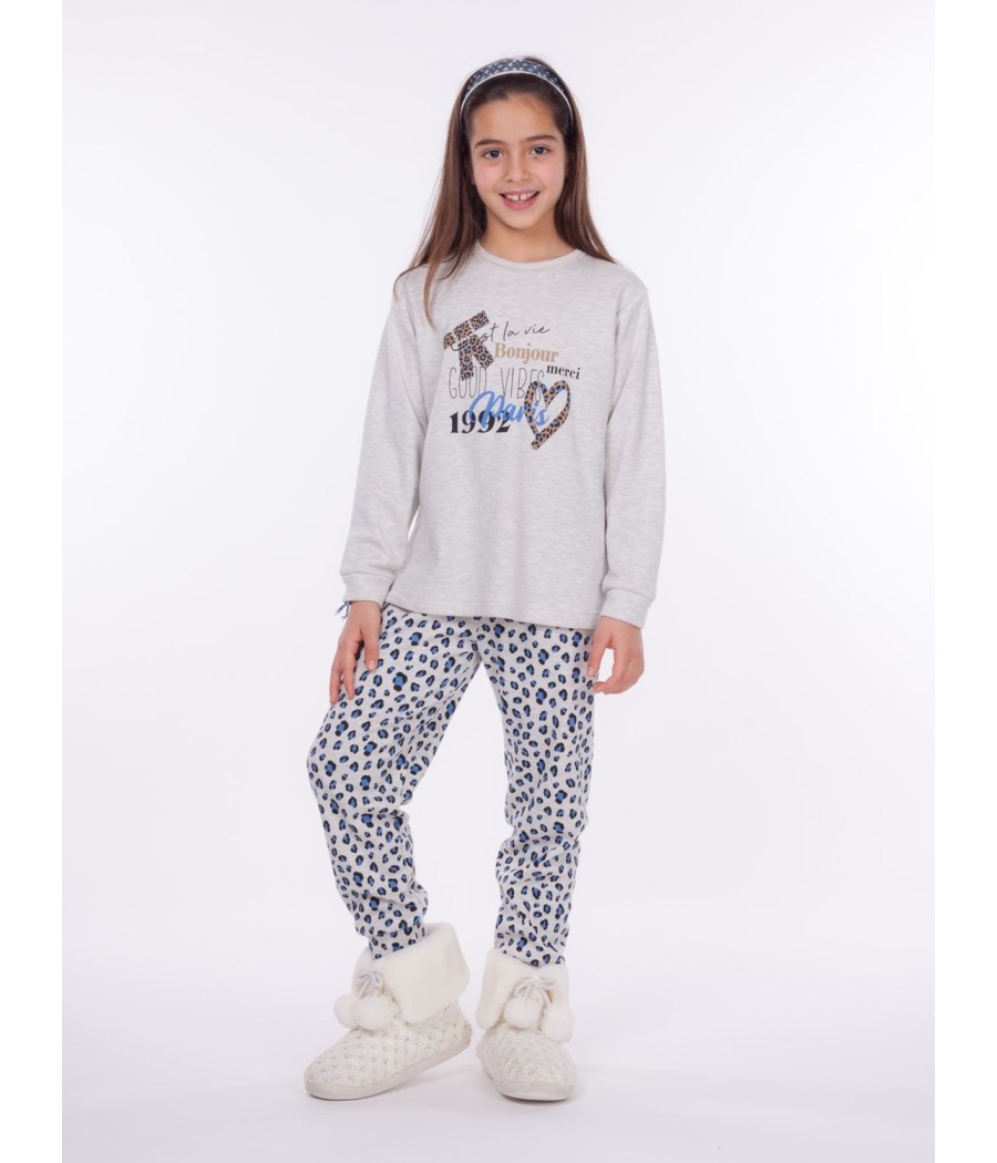 Pijama largo niña Rachas&Abreu animal print azul