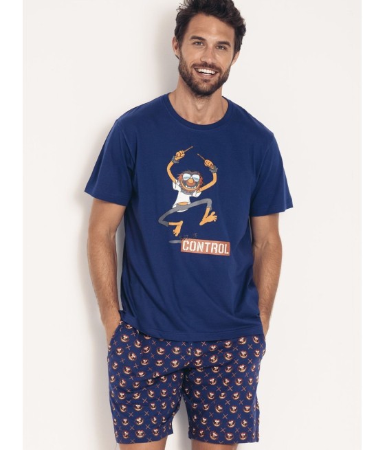 Pijama Verano Hombre DISNEY Animal Azul Algodón