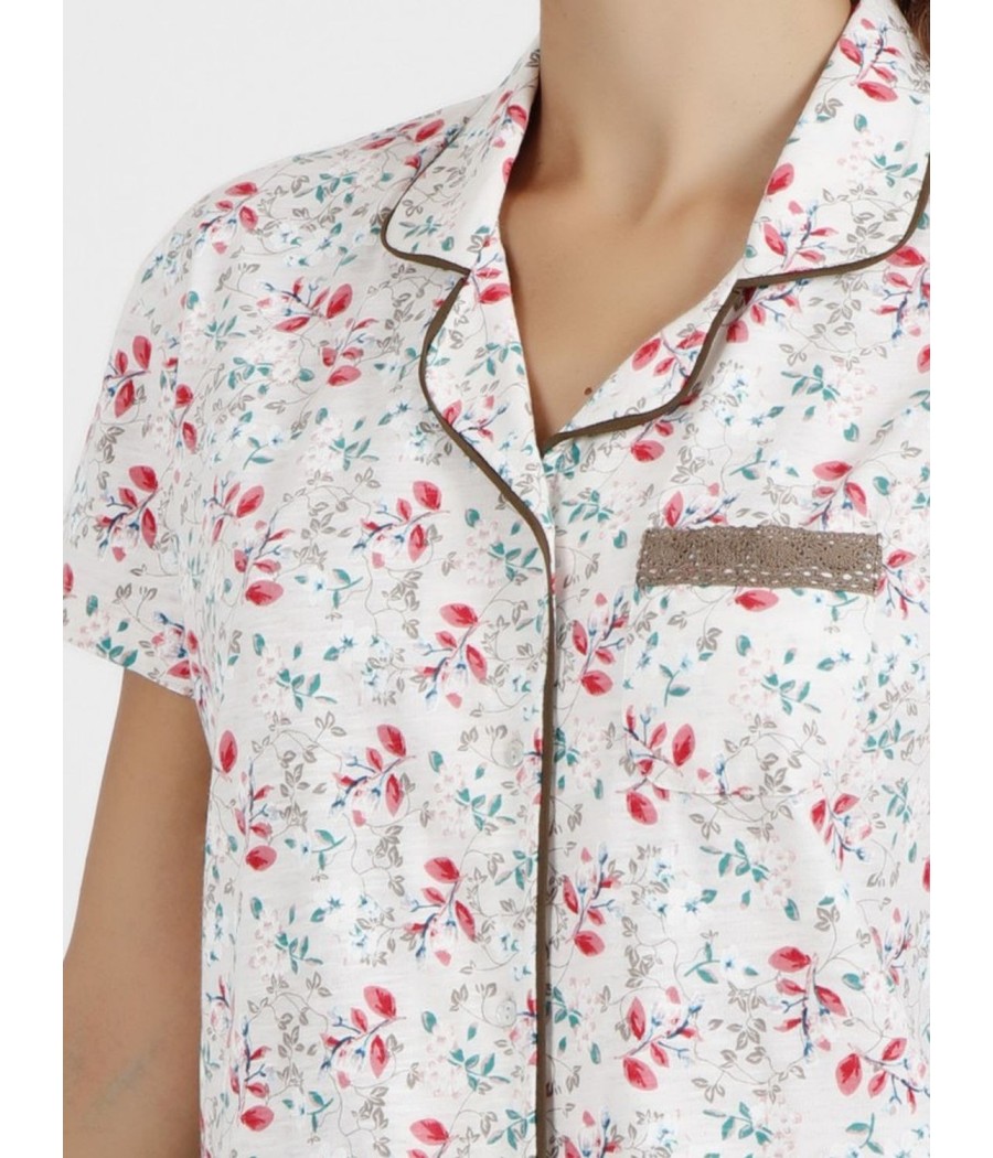 Pijama verano mujer Admas abierto Pink Romantic beige algodón