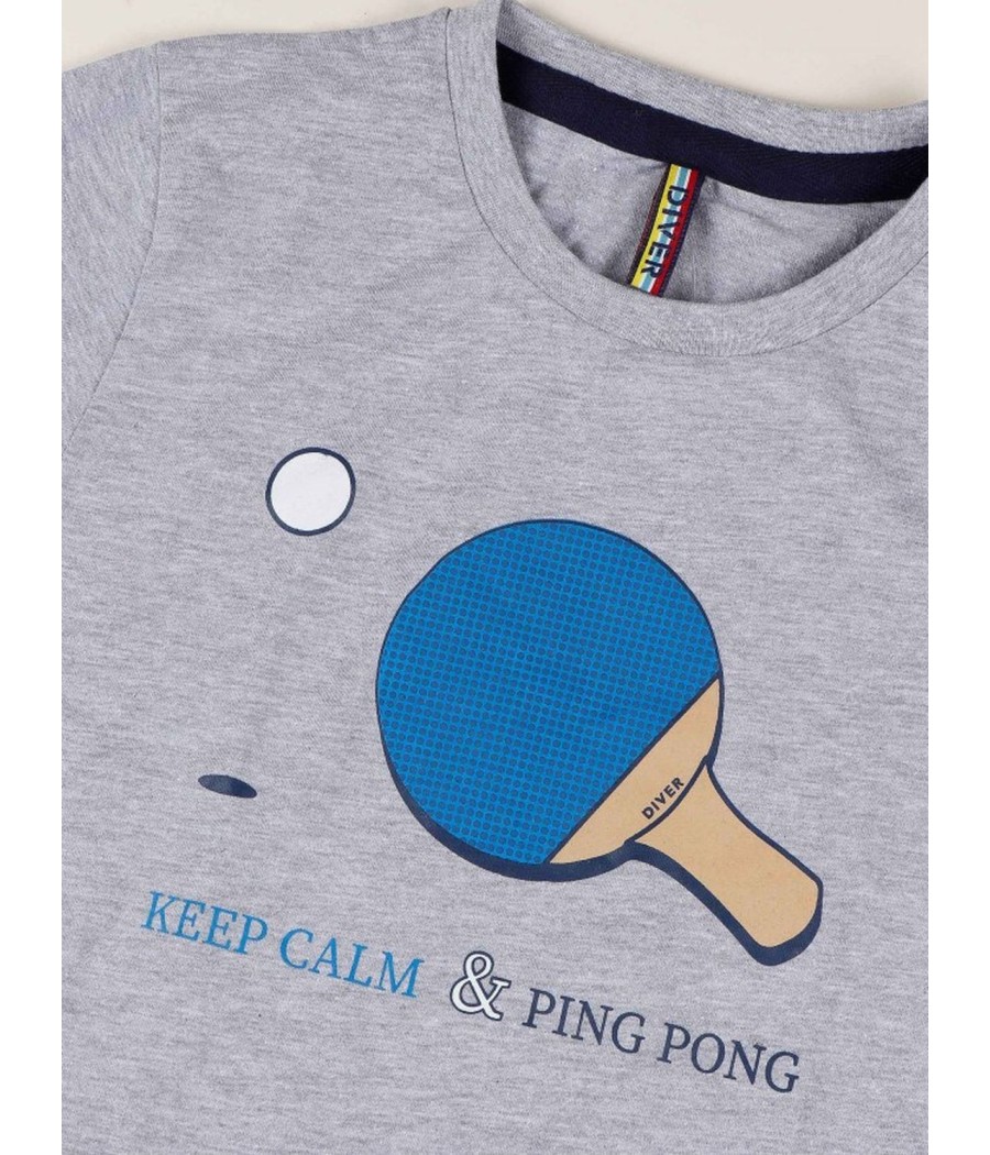 Pijama verano niño Admas Ping Pong gris algodón