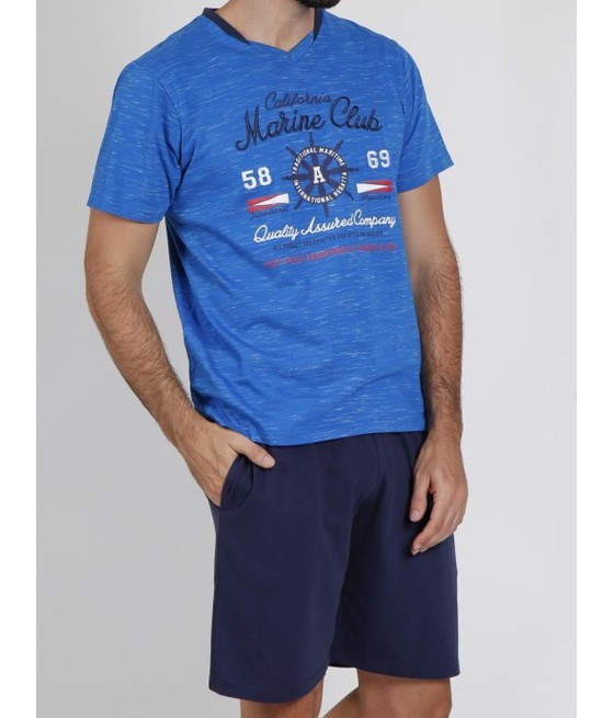 Pijama verano hombre Admas Marine club azul bolsillos algodón