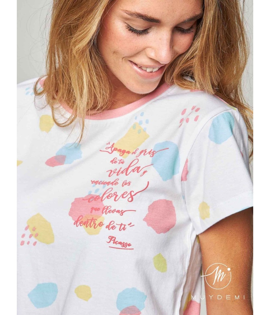 Pijama verano mujer Muidemi rosa algodón