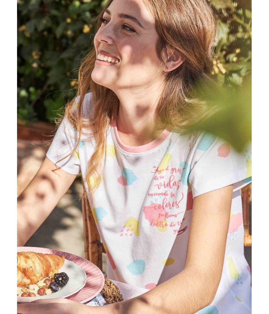 Pijama verano mujer Muidemi rosa algodón