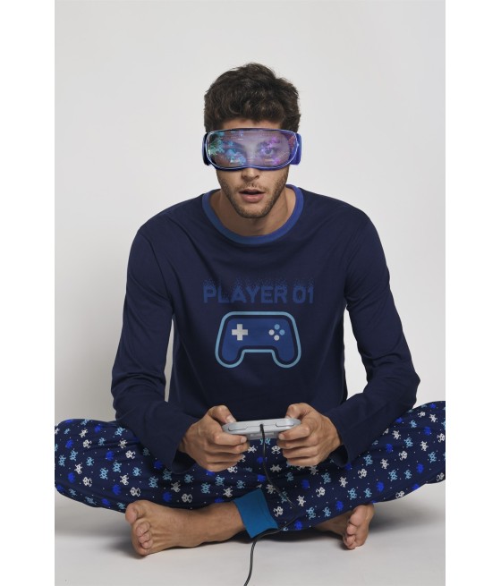 Pijama Player HOMBRE ADMAS INVIERNO Azul Algodón