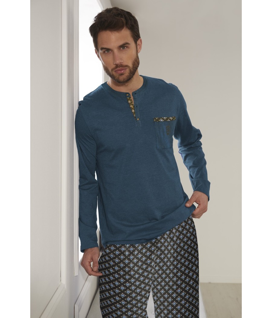 Pijama Green Scarf hombre Admas Classic invierno Oceano algodón-modal