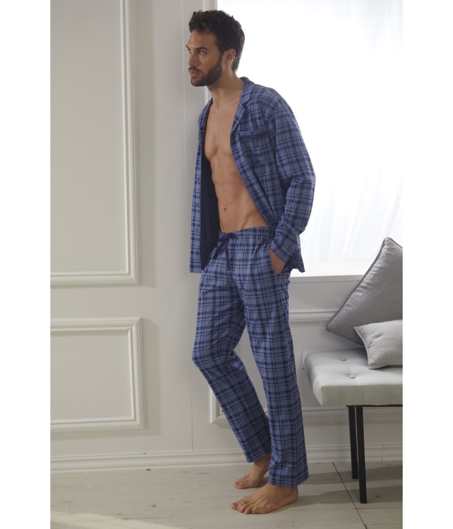 Pijama abierto Uranus hombre Admas Classic invierno azul