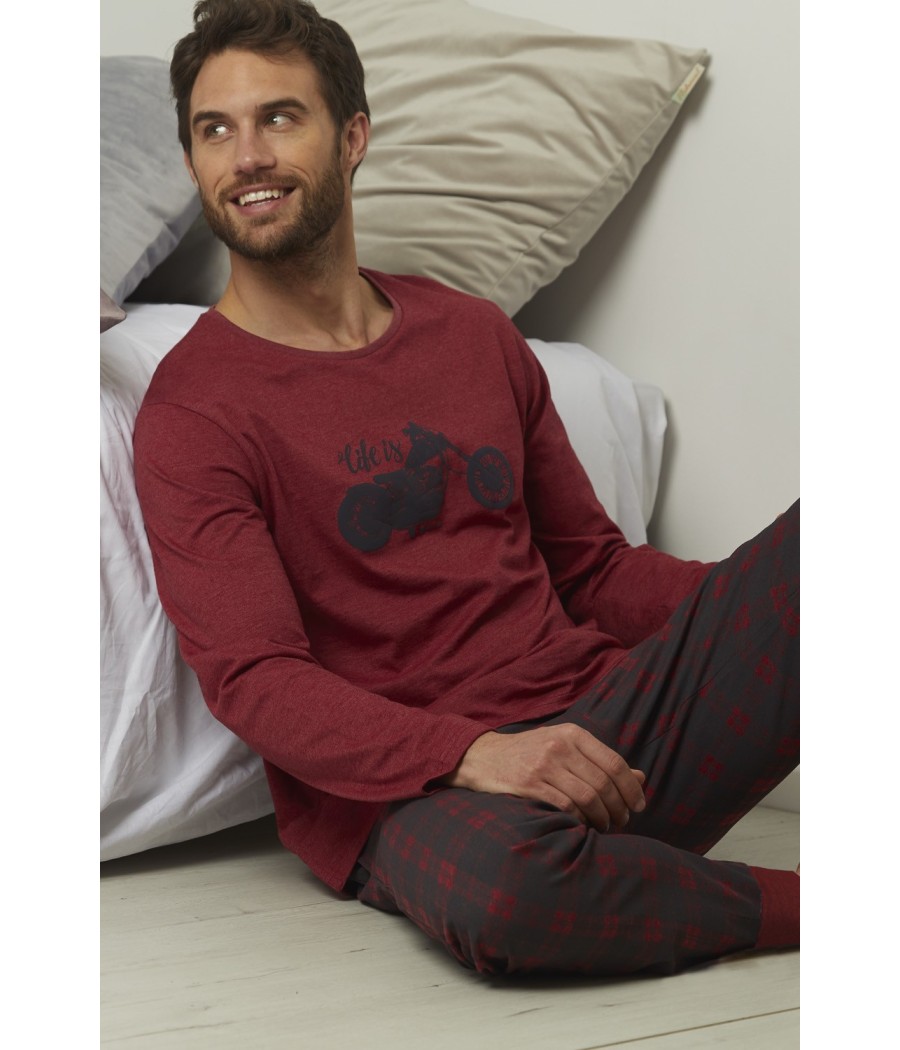 Pijama Life Is Admas hombre Admas invierno granate