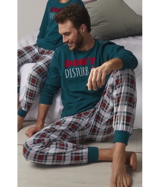 Pijama Do Not Disturb HOMBRE ADMAS INVIERNO Verde Algodón
