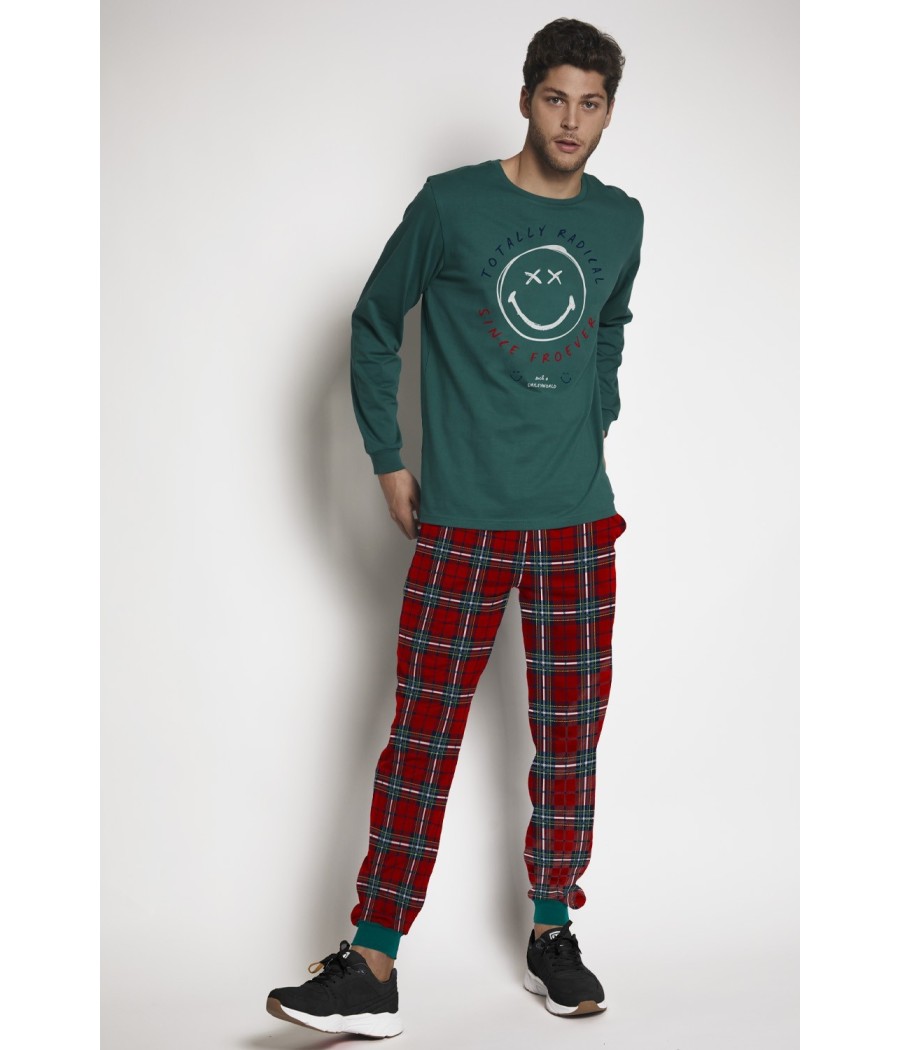 Pijama Tartan hombre SMILEY invierno Botella algodón
