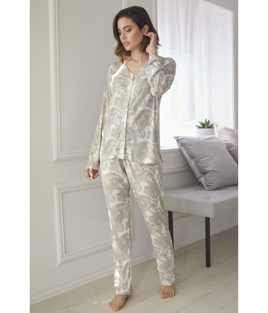 Pijama abierto Natural Cashmere mujer Admas Classic invierno beige viscosa
