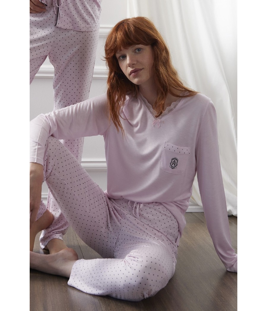 Pijama soft Secret mujer Admas Classic invierno rosa viscosa
