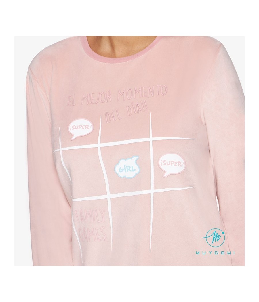 Pijama térmico mujer invierno Muidemi rosa microcoralina