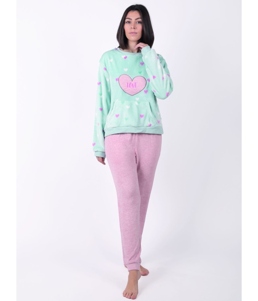 Pijama térmico mujer invierno Javier Golmar turquesa coralina