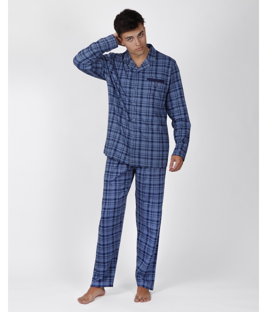 Pijama abierto Uranus hombre Admas Classic invierno azul
