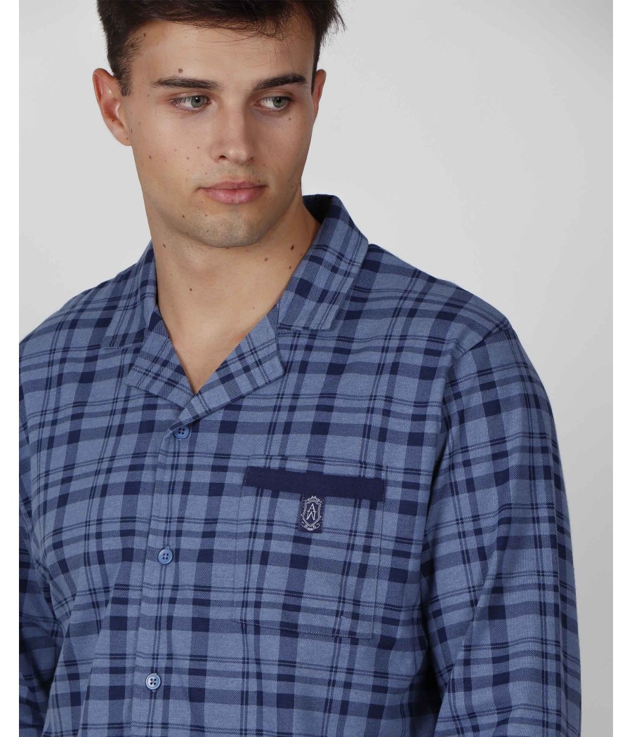 Pijama abierto Uranus hombre Admas Classic invierno azul