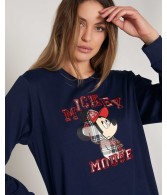 Pijama Mickey College MUJER DISNEY INVIERNO Marino Algodón