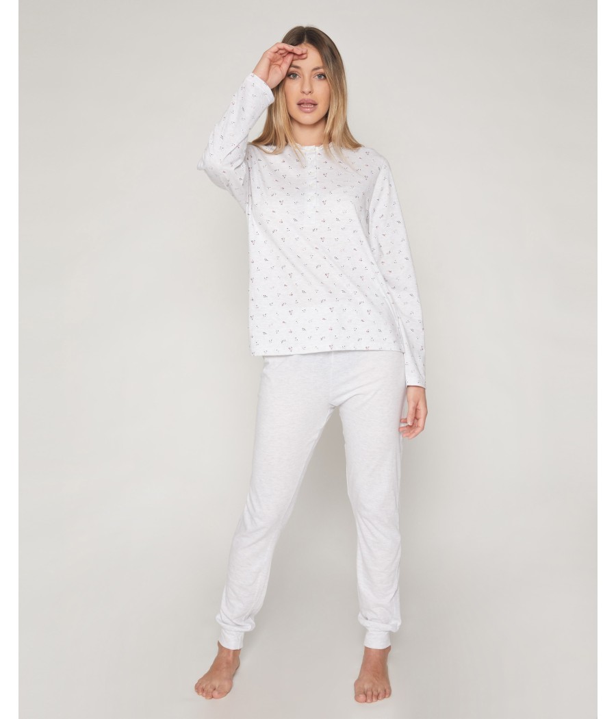 Pijama Pretty Flowers mujer Admas invierno gris jaspe