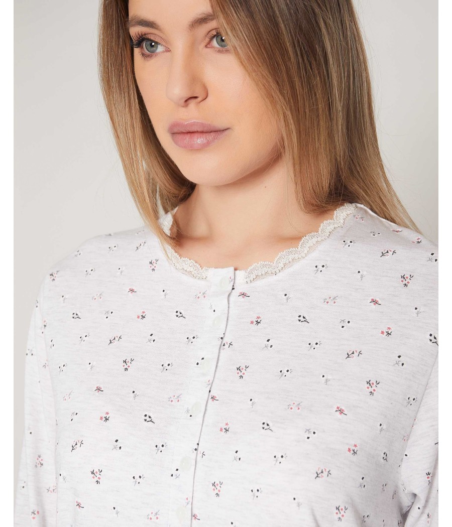 Pijama Pretty Flowers mujer Admas invierno gris jaspe