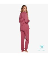 Pijama Térmico Mujer Invierno MUYDEMI Burdeos Punto Interlock