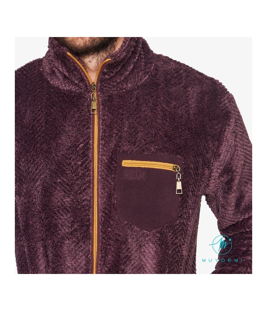 Chaqueta térmica invierno hombre Muidemi burdeos bolsillos coralina