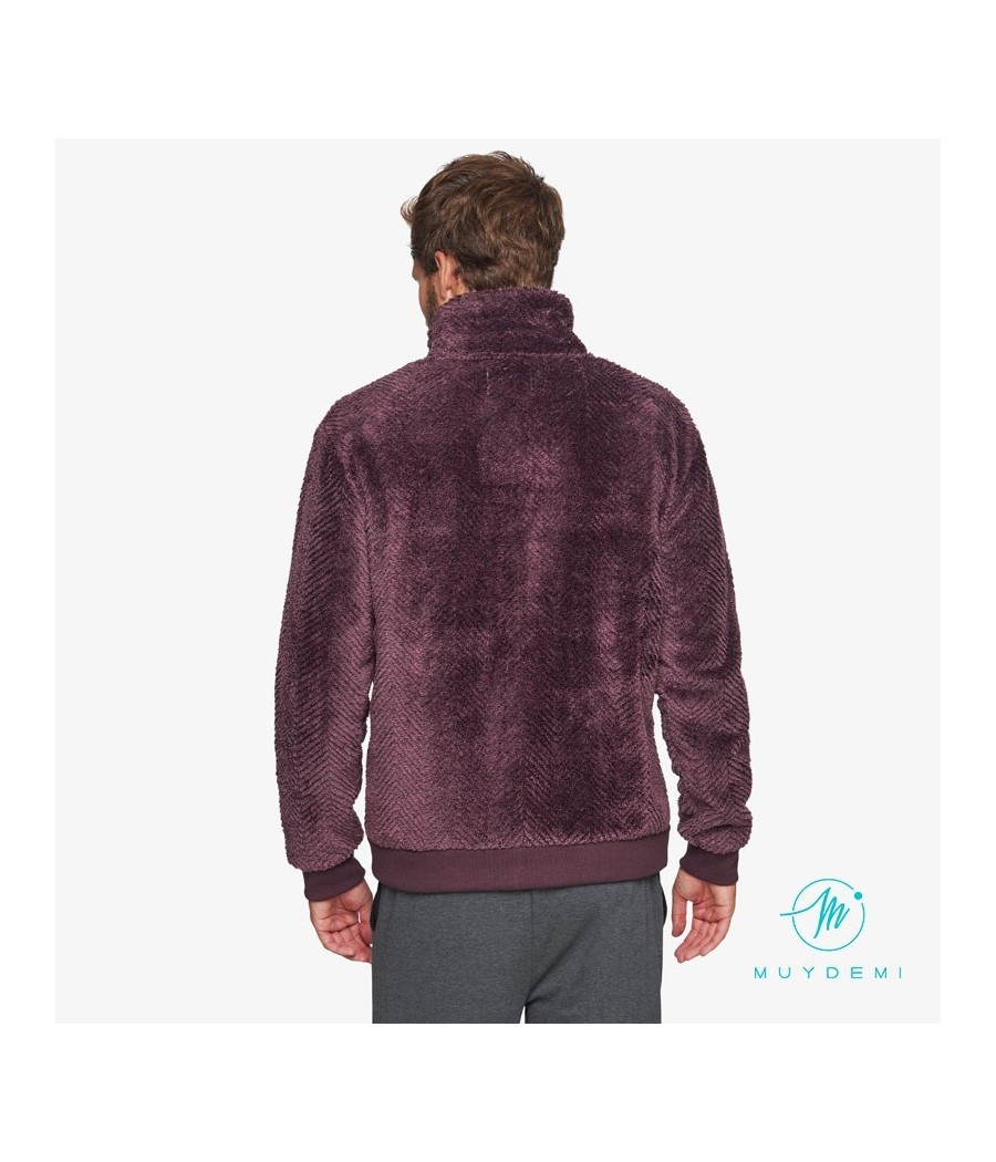 Chaqueta térmica invierno hombre Muidemi burdeos bolsillos coralina