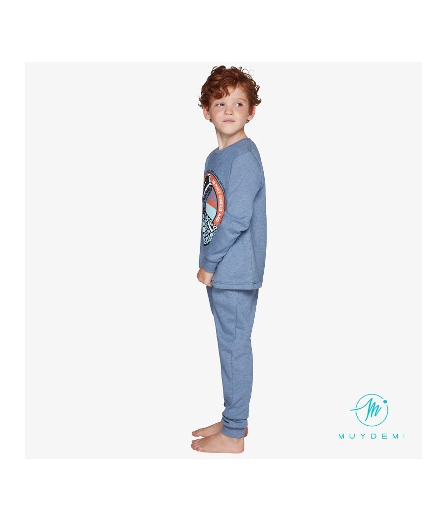 Pijama felpa niño invierno Muidemi Running azul algodón