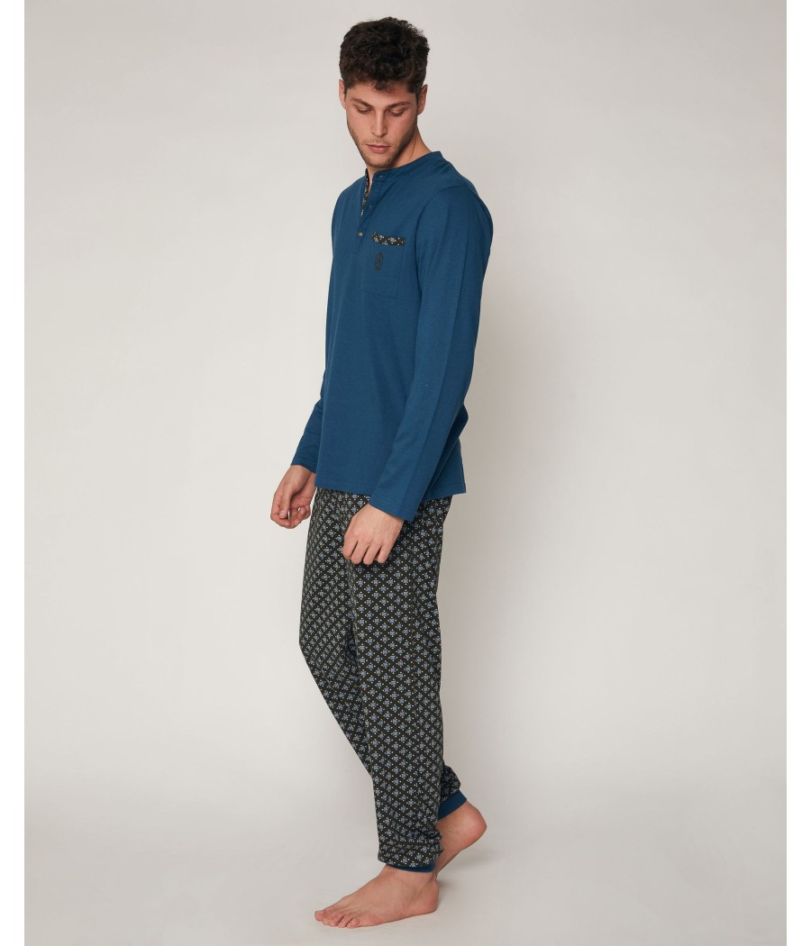 Pijama Green Scarf hombre Admas Classic invierno Oceano algodón-modal