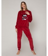Pijama Velour Love M&M MUJER DISNEY INVIERNO Burdeos