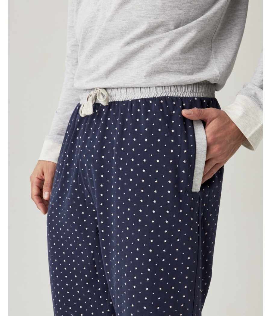 Pijama hombre invierno clásico J&J Brothers cuello abierto algodón