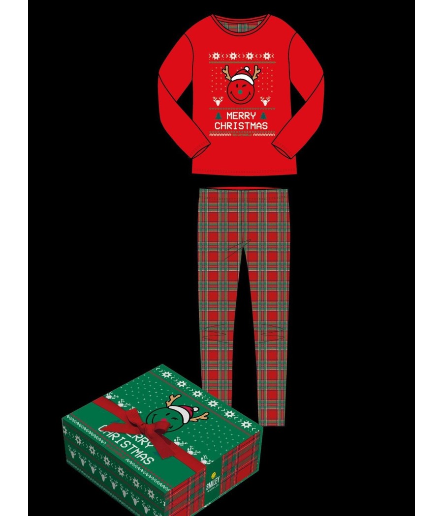 Pijama Navidad niña SMILEY World rojo Merry Christmas algodón