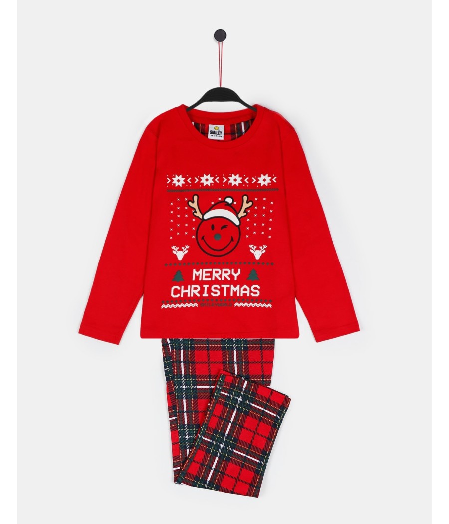 Pijama Navidad niña SMILEY World rojo Merry Christmas algodón