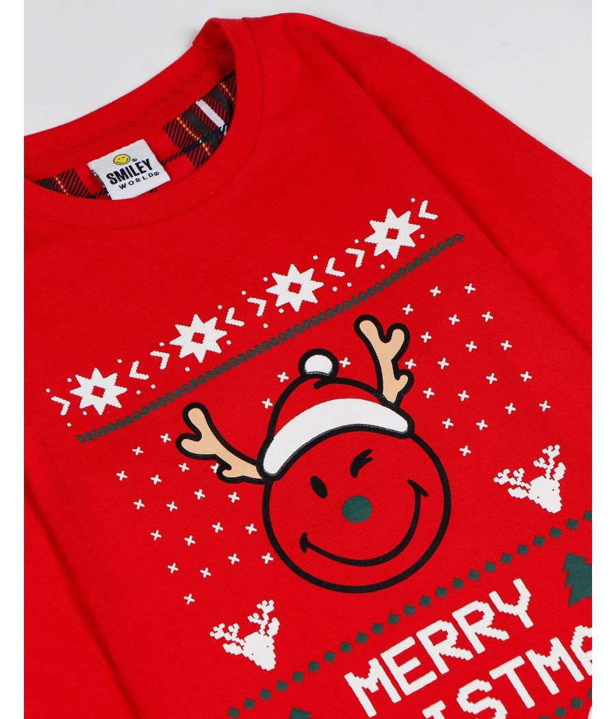 Pijama Navidad niña SMILEY World rojo Merry Christmas algodón