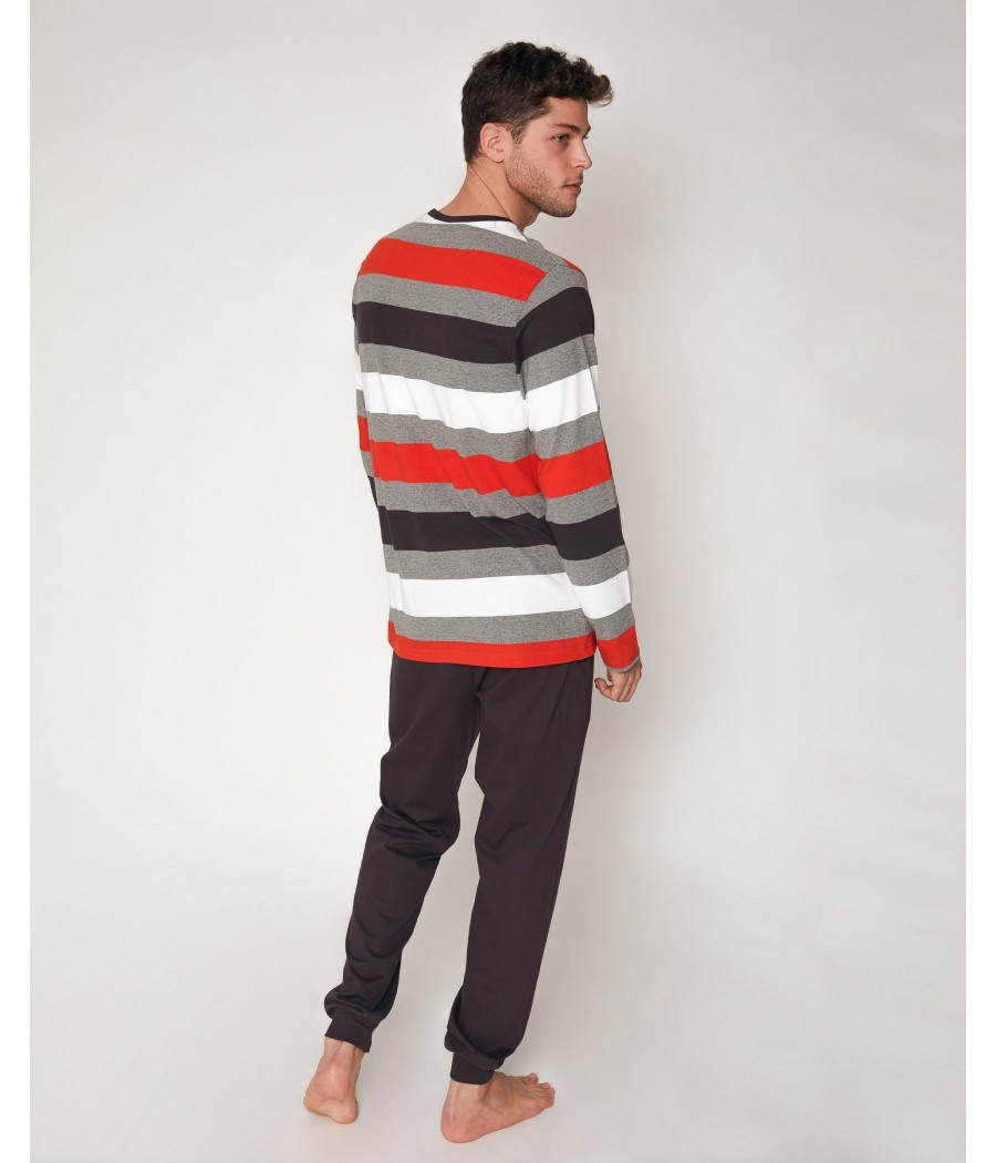 Pijama hombre Disney Goofy invierno gris algodón