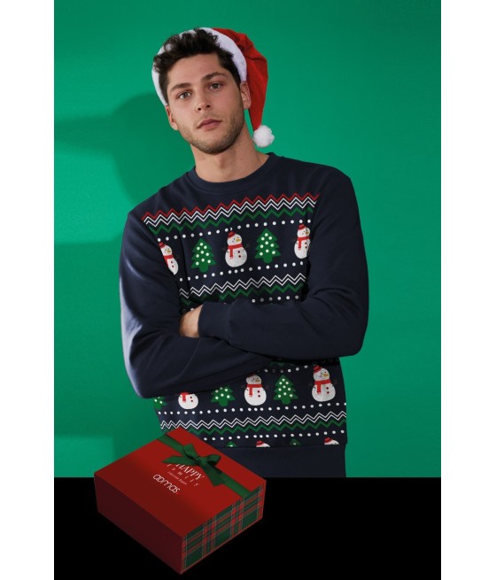 Sudadera hombre Navidad Admas Muñeco Nieve azul algodón